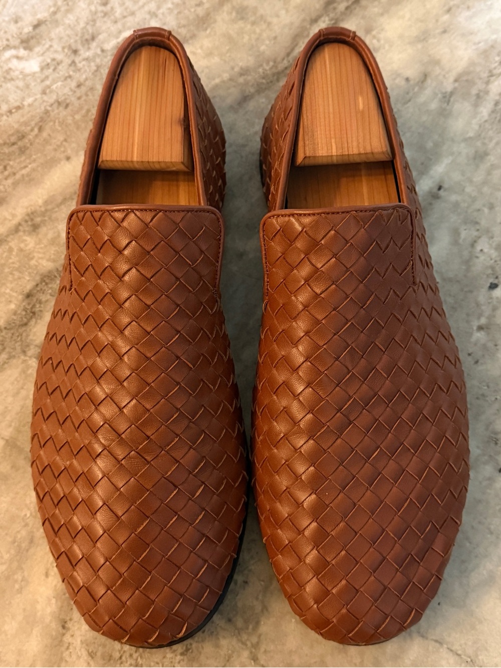 Bottega Veneta Sunday Slipper Caramel Brown Intrecciato Leather 45/ 12 Woven Tan